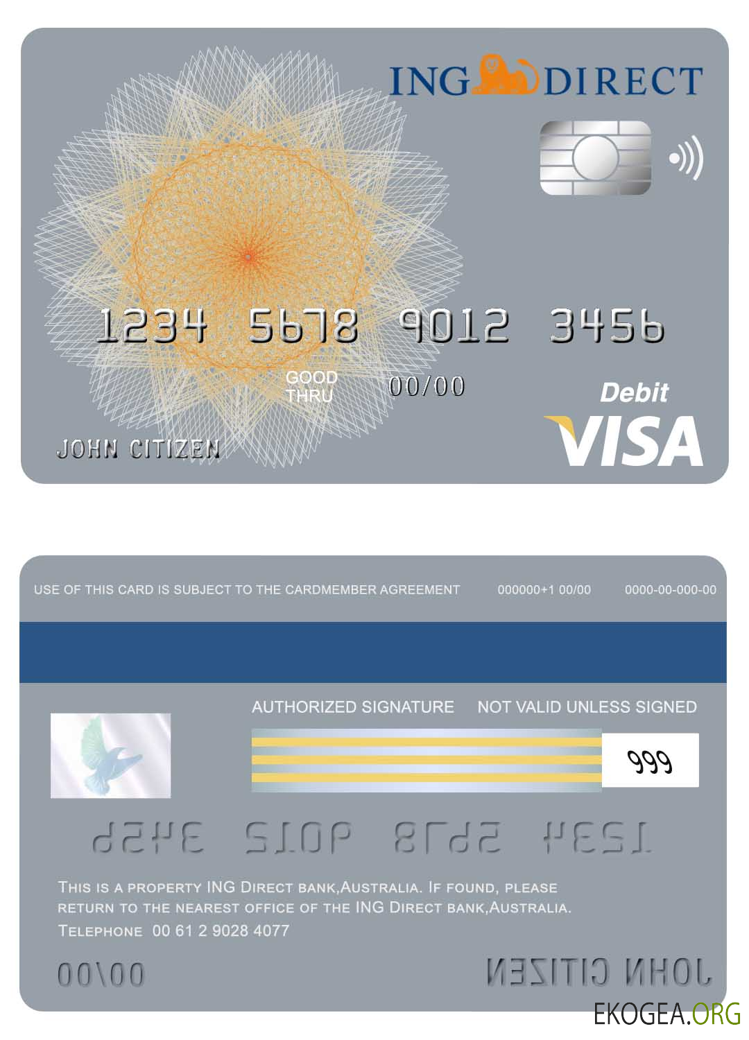 Australie Carte visa bancaire directe ING